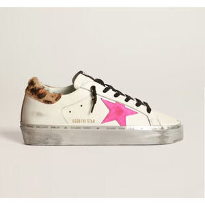 Golden Goose Hi-Star Leopard & Silver Leather Low Top Platform Sneakers White 37